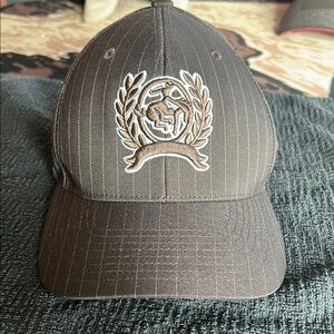 Cinch brown pinstriped flex fit hay L/XL